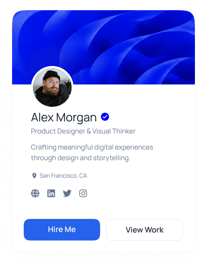 Alex Morgan — Product Designer profile card